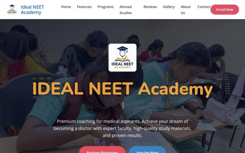 Homepage of Ideal NEET Academy